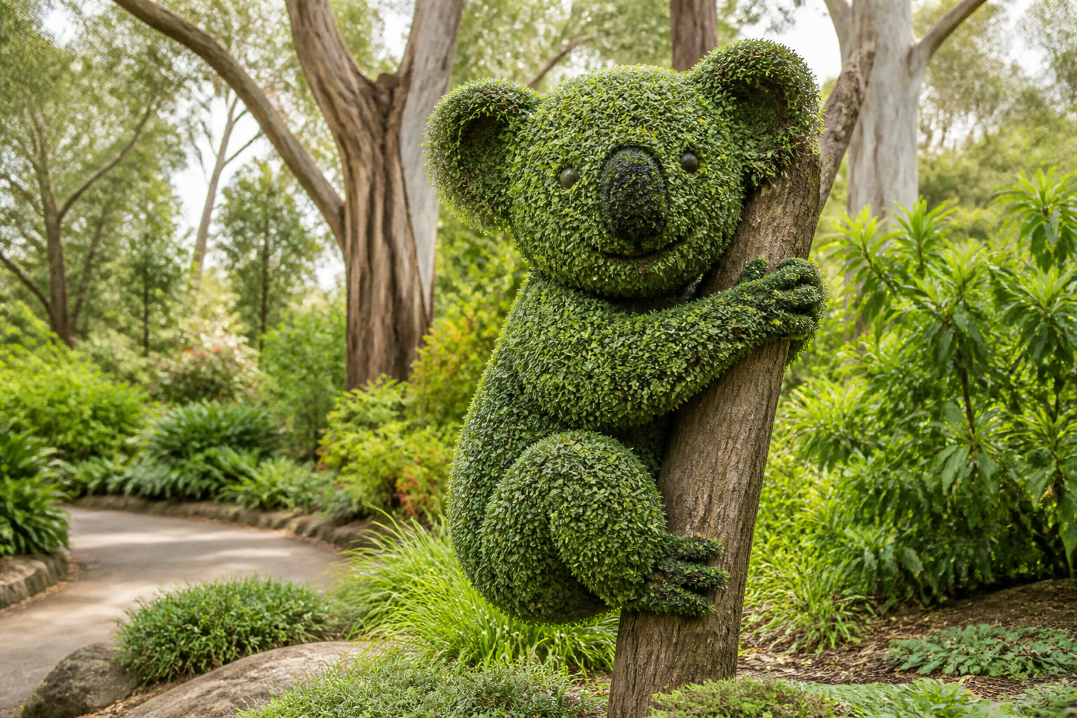 Artistic koala topiary